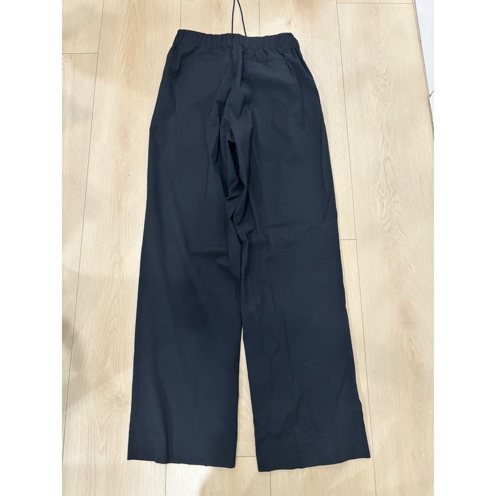 Smock Super 120s Wool Seersucker Wide Leg Drawstring Pants Mens Medium Black - Picture 2 of 4